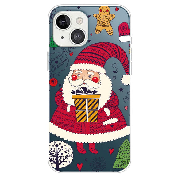 iPhone 14 Plus Fleksibelt Plast Jule Cover - Julemand Med Gave