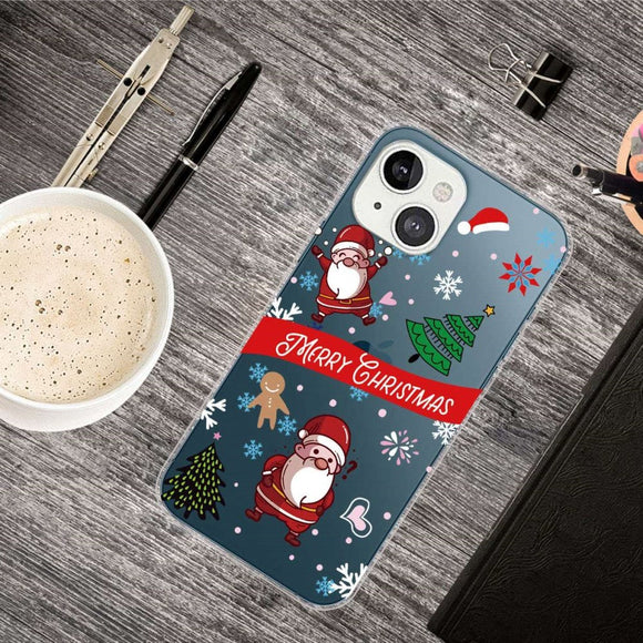 iPhone 14 Plus Fleksibelt Plast Jule Cover - To Julemænd