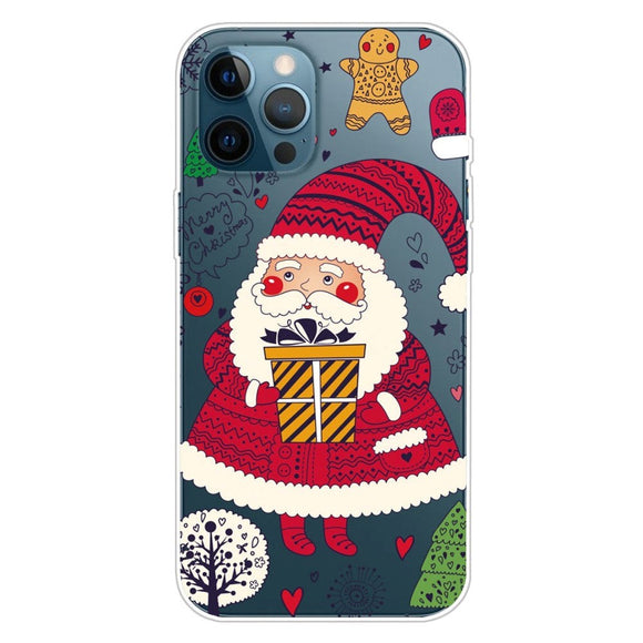 iPhone 14 Pro Fleksibelt Plast Jule Cover - Julemand med Gave