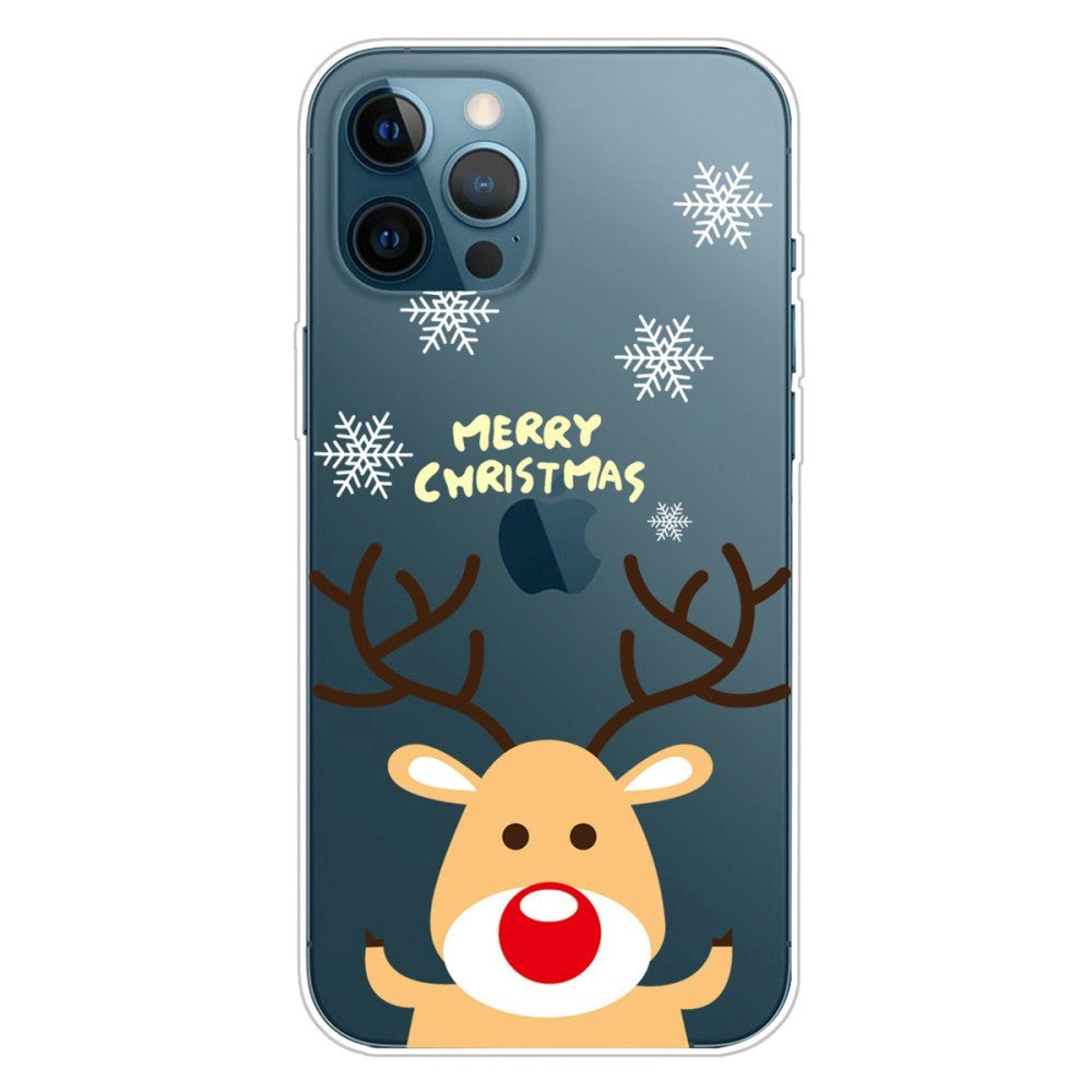 iPhone 14 Pro Fleksibelt Plast Jule Cover - Rensdyr