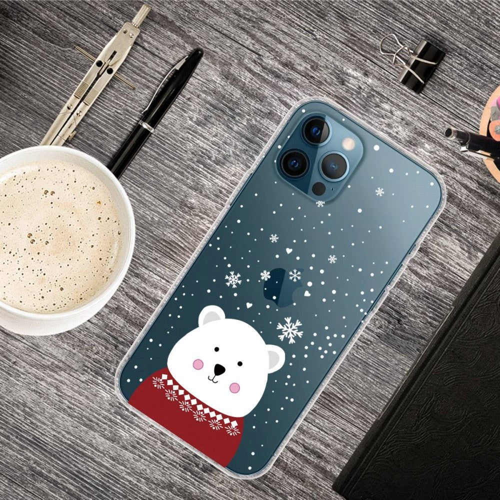 iPhone 14 Pro Fleksibelt Plast Jule Cover - Isbjørn m. Sweater
