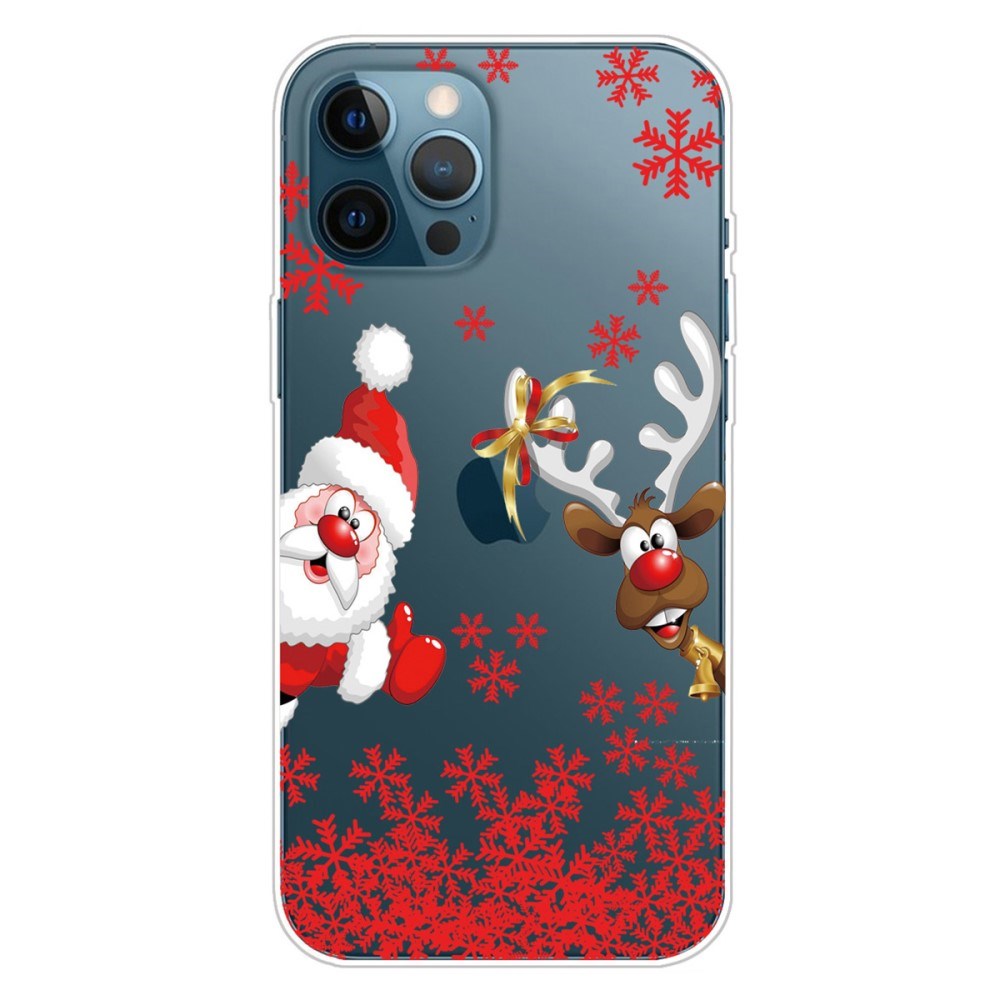 iPhone 14 Pro Fleksibelt Plast Jule Cover - Julemand & Rensdyr