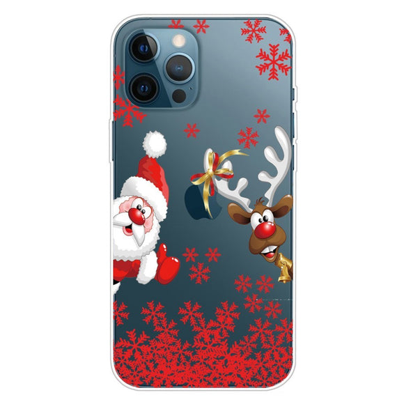 iPhone 14 Pro Fleksibelt Plast Jule Cover - Julemand & Rensdyr