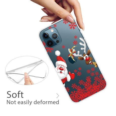 iPhone 14 Pro Fleksibelt Plast Jule Cover - Julemand & Rensdyr