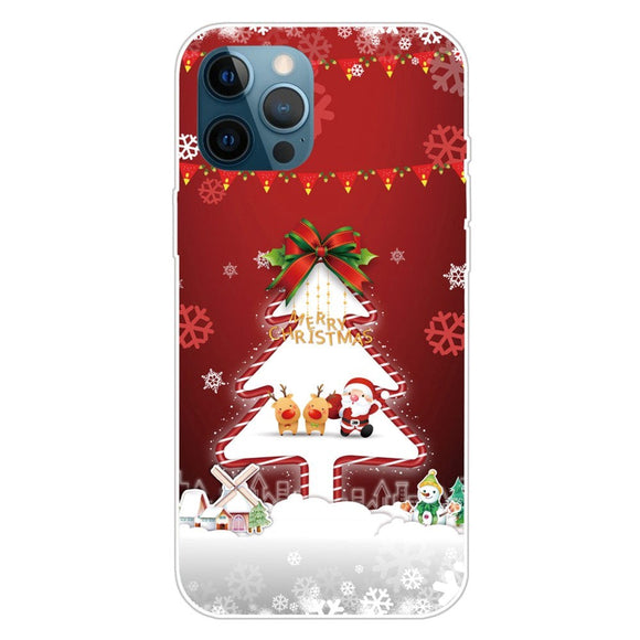 iPhone 14 Pro Max Fleksibelt Plast Jule Cover - Juletræ