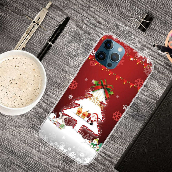 iPhone 14 Pro Max Fleksibelt Plast Jule Cover - Juletræ