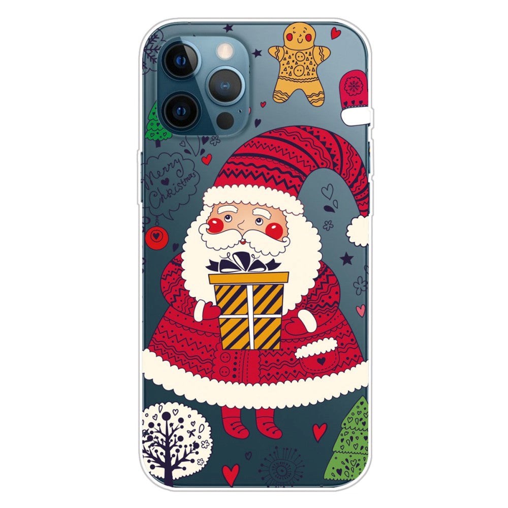 iPhone 14 Pro Max Fleksibelt Plast Jule Cover - Julemand med Gave