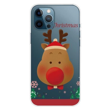 iPhone 14 Pro Max Fleksibelt Plast Jule Cover - Rensdyr med Butterfly