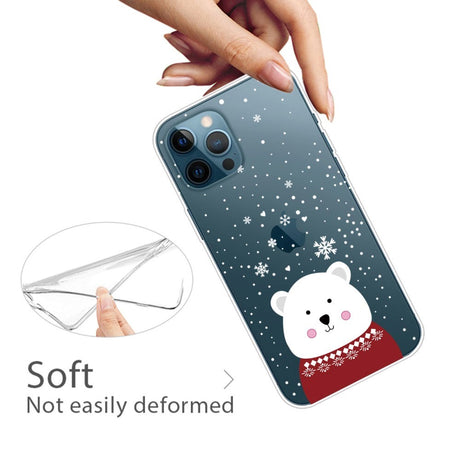 iPhone 14 Pro Max Fleksibelt Plast Jule Cover - Julebjørn
