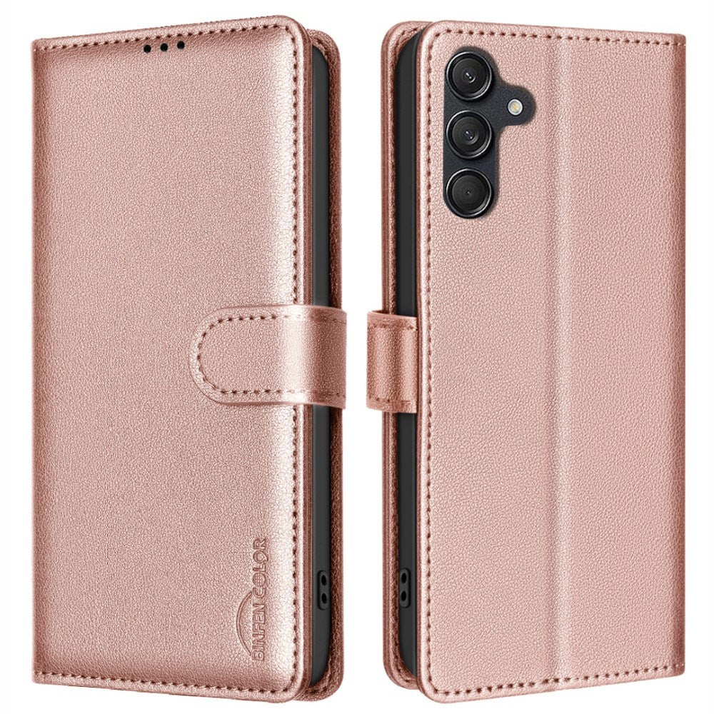 Samsung Galaxy A56 (5G) BINFEN Kunstlæder Flip Cover m. RFID Blokering - Rose Gold