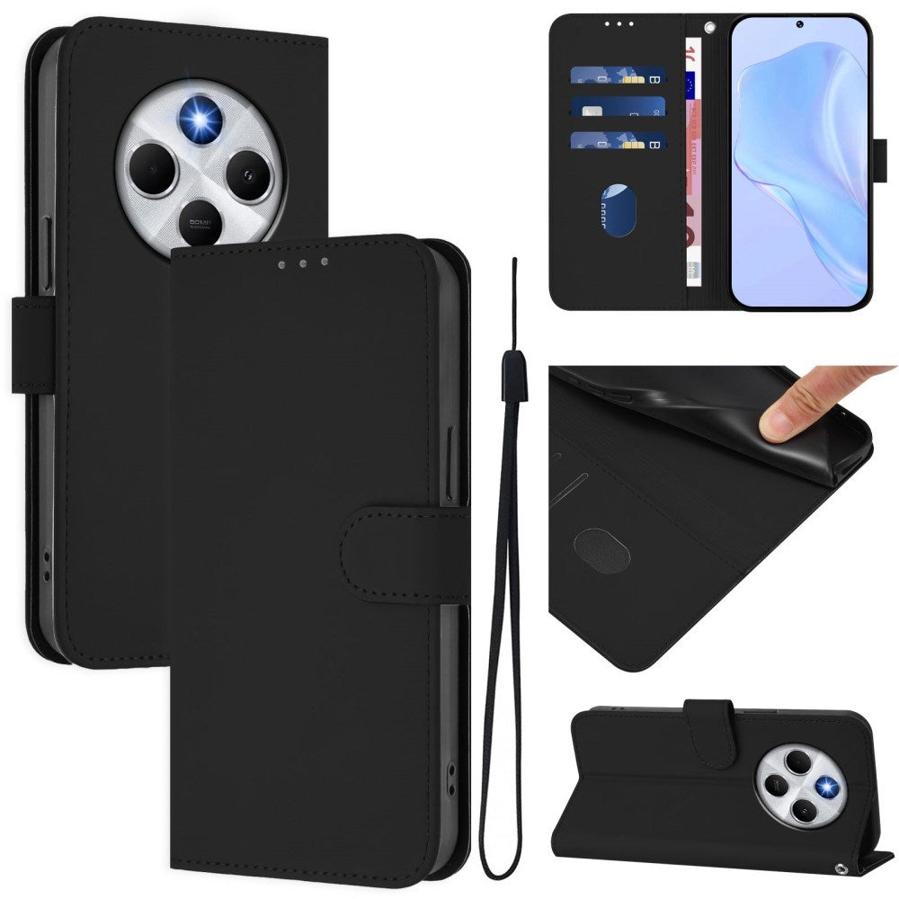 EIDERWOOD Xiaomi Redmi 14C Kunstlæder Flip Cover m. Kortholder & Ståfunktion - Sort