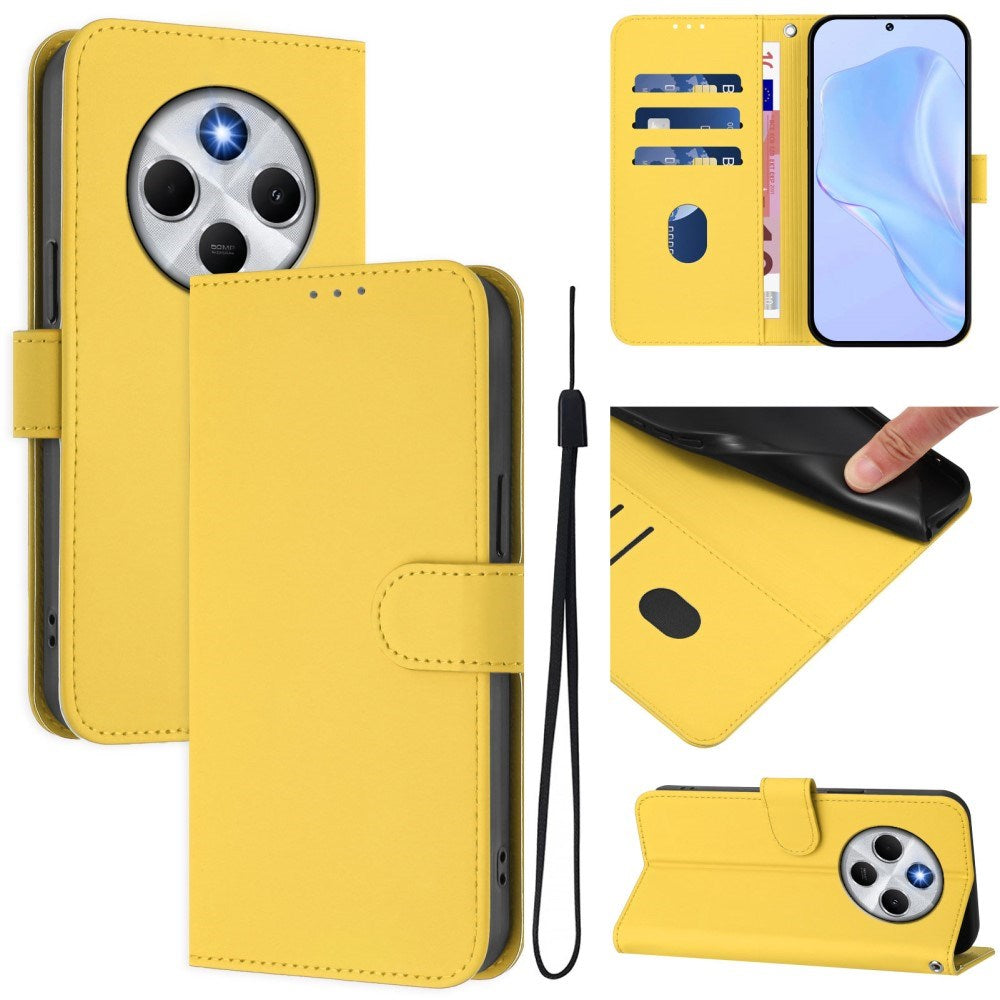 EIDERWOOD Xiaomi Redmi 14C Kunstlæder Flip Cover m. Kortholder & Ståfunktion - Gul