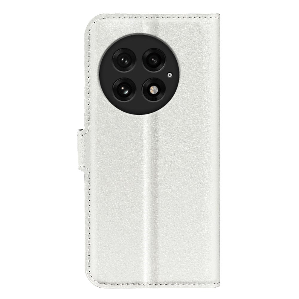 EIDERWOOD OnePlus 13 Læder Wallet Case med Litchi Tekstur og Stødabsorbering - Hvid