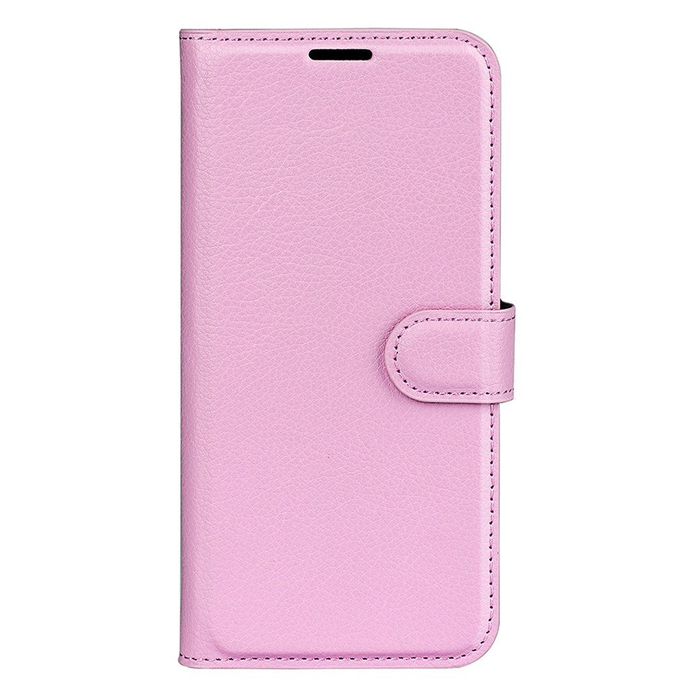 EIDERWOOD OnePlus 13 Læder Wallet Case med Litchi Tekstur og Stødabsorbering - Lyserød