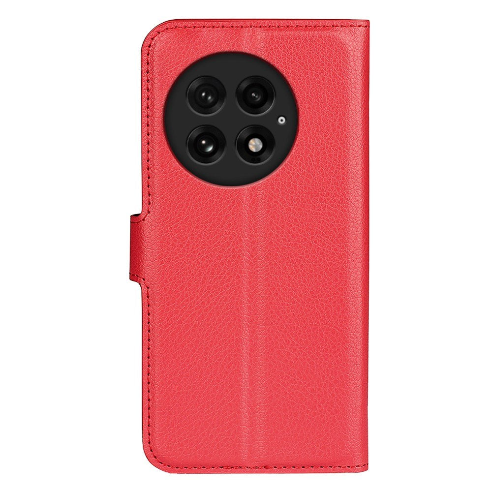 EIDERWOOD OnePlus 13 Læder Wallet Case med Litchi Tekstur og Stødabsorbering - Rød