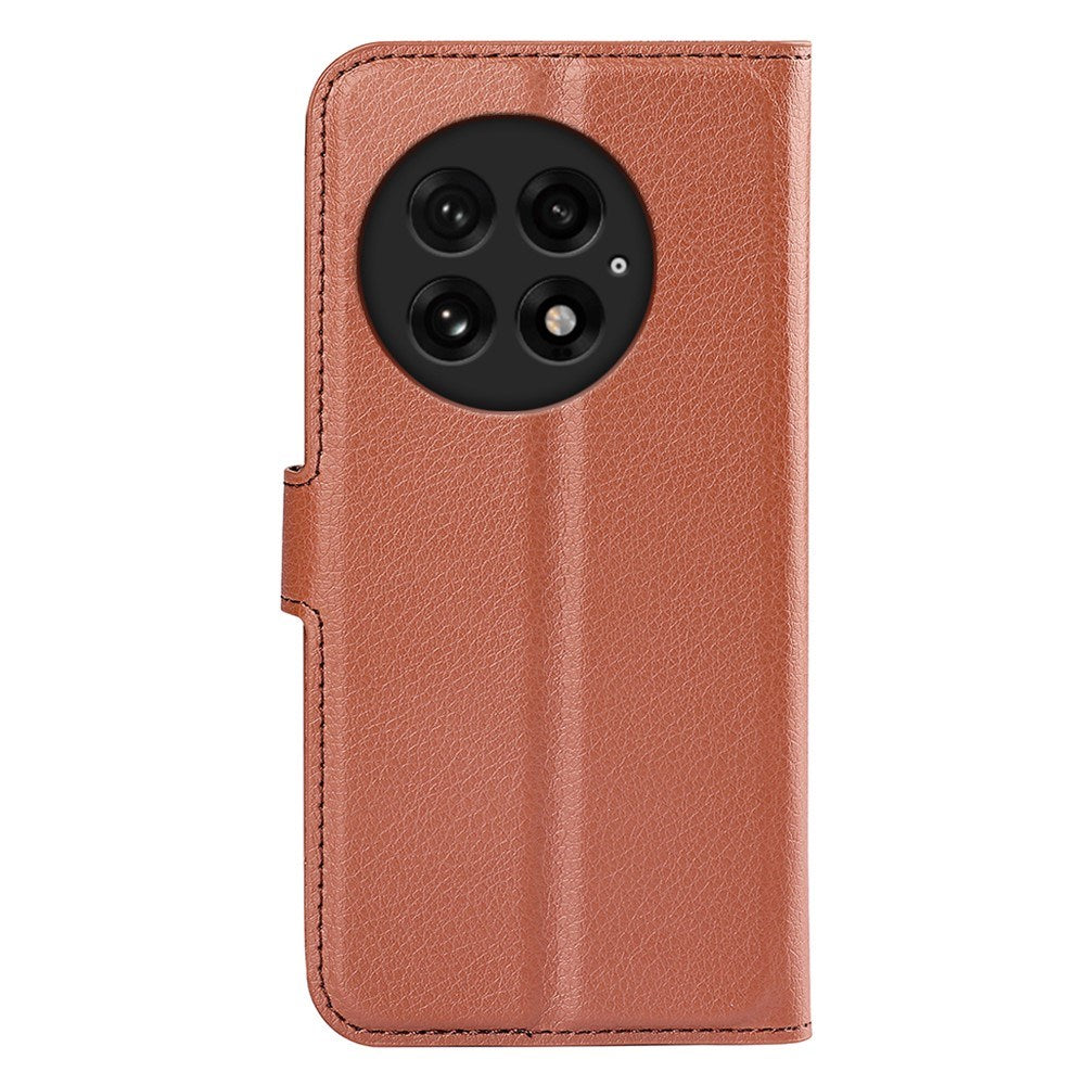 EIDERWOOD OnePlus 13 Læder Wallet Case med Litchi Tekstur og Stødabsorbering - Brun