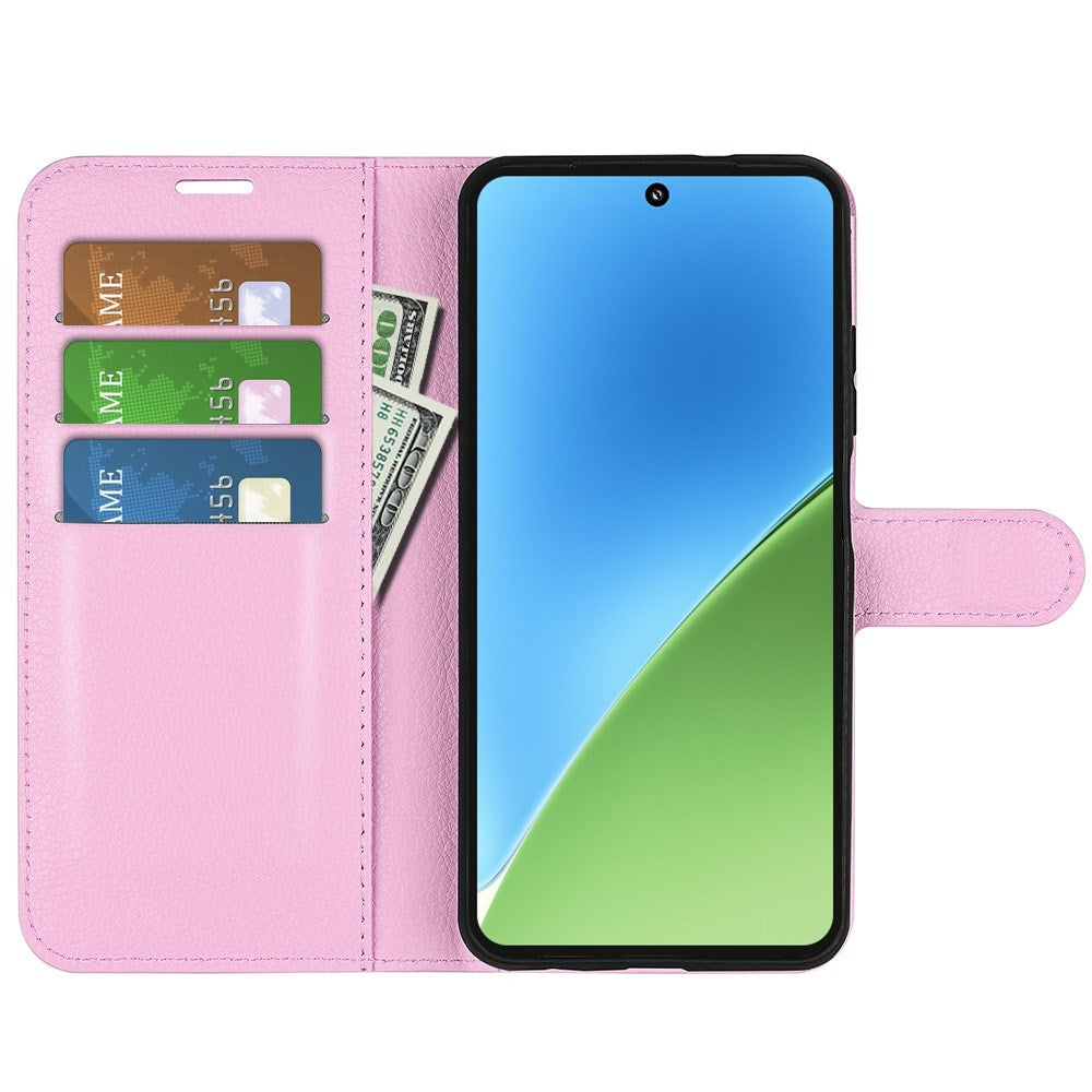 EIDERWOOD Xiaomi 15 Kunstlæder Flip Cover m. Kortholder & Ståfunktion - Lyserød