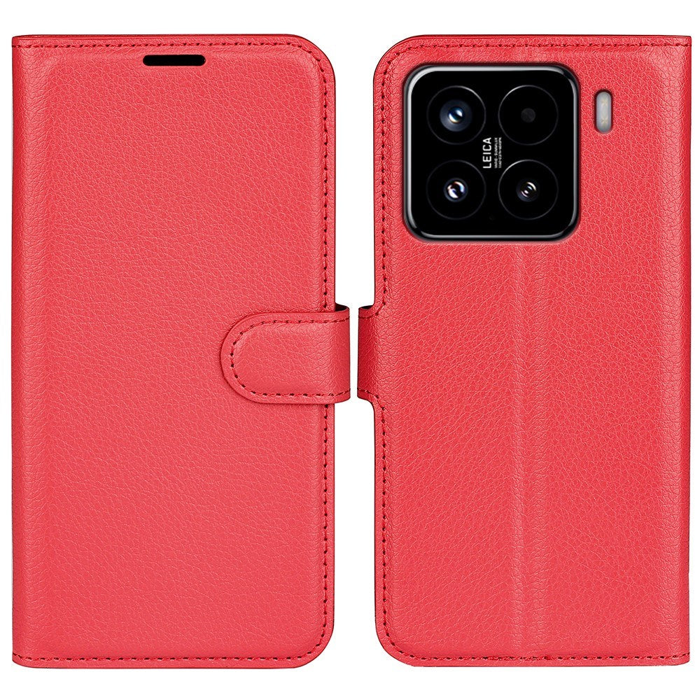 EIDERWOOD Xiaomi 15 Kunstlæder Flip Cover m. Kortholder & Ståfunktion - Rød