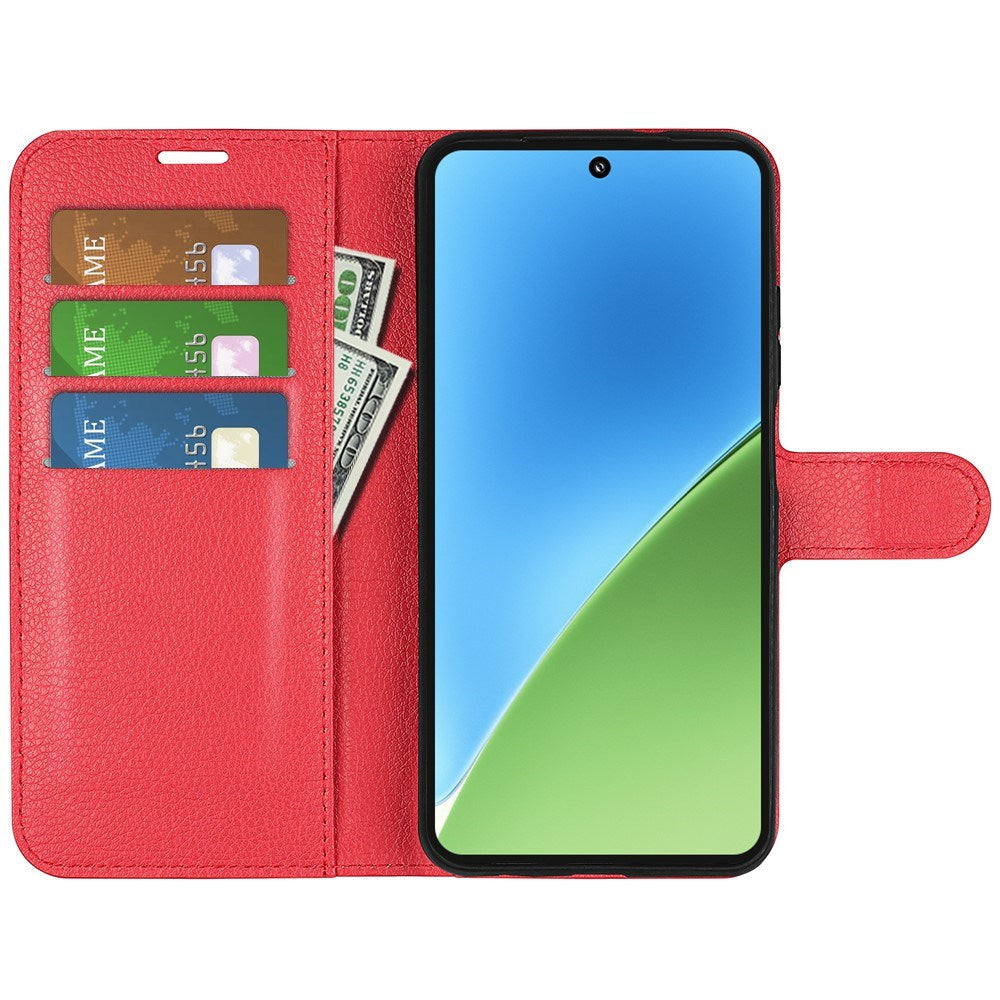EIDERWOOD Xiaomi 15 Kunstlæder Flip Cover m. Kortholder & Ståfunktion - Rød