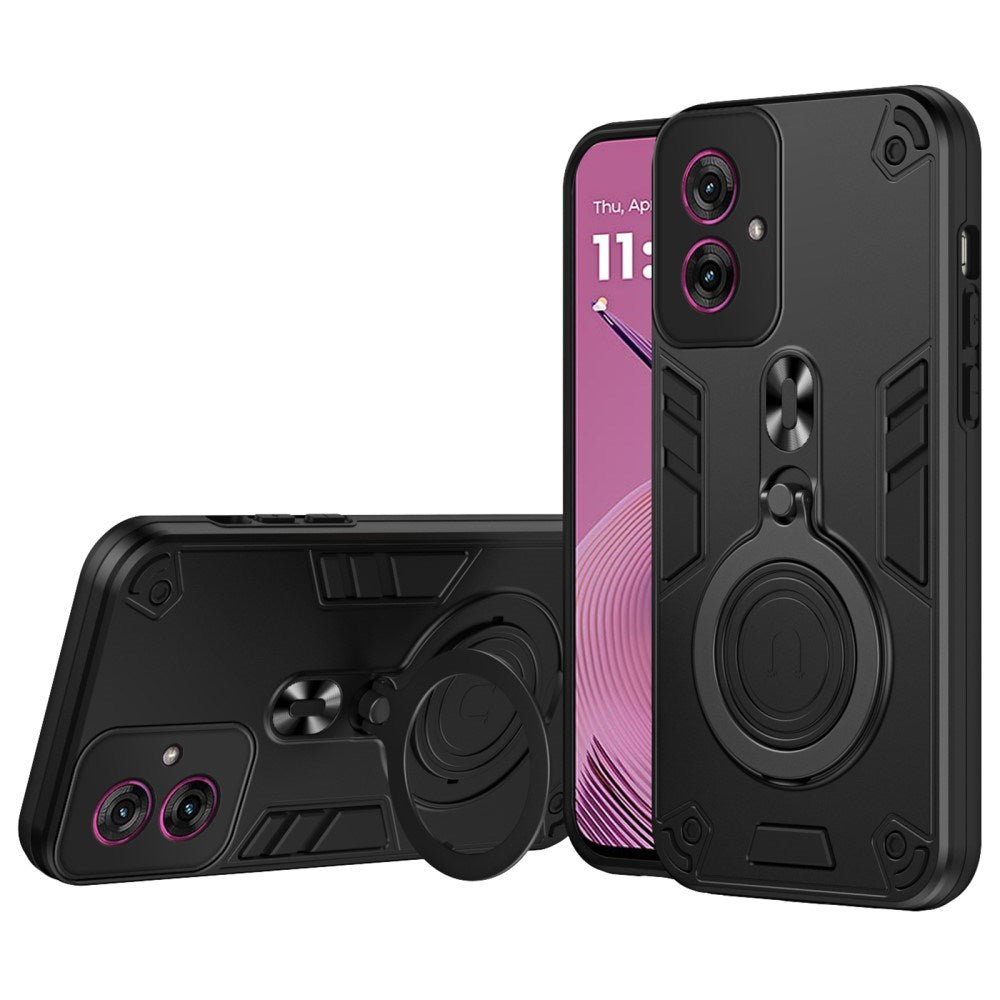 EIDERWOOD Motorola Moto G55 Hybrid Håndværker Cover m. Roterende Kickstand - Sort