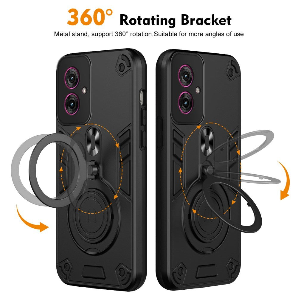 EIDERWOOD Motorola Moto G55 Hybrid Håndværker Cover m. Roterende Kickstand - Sort