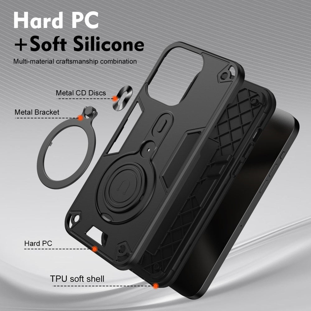 EIDERWOOD Motorola Moto G55 Hybrid Håndværker Cover m. Roterende Kickstand - Sort