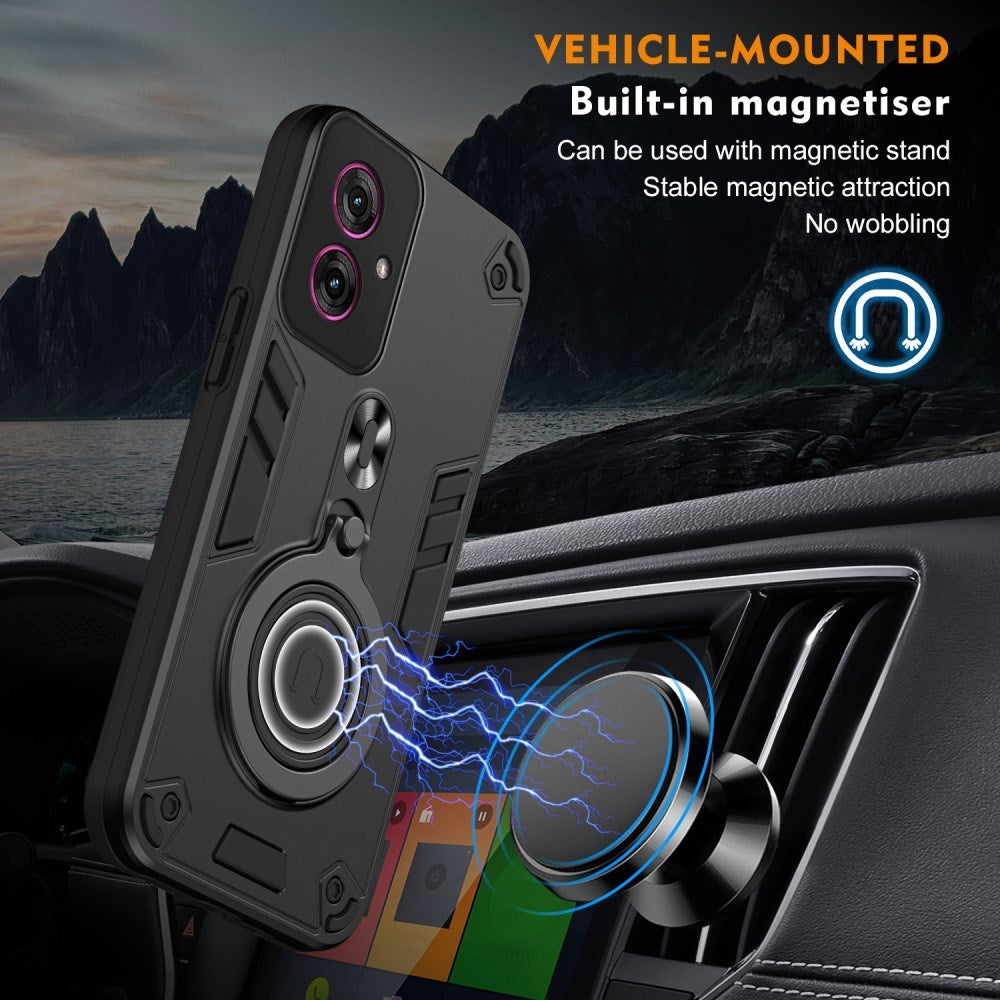 EIDERWOOD Motorola Moto G55 Hybrid Håndværker Cover m. Roterende Kickstand - Sort