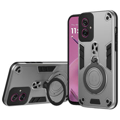 EIDERWOOD Motorola Moto G55 Hybrid Håndværker Cover m. Roterende Kickstand - Sølv