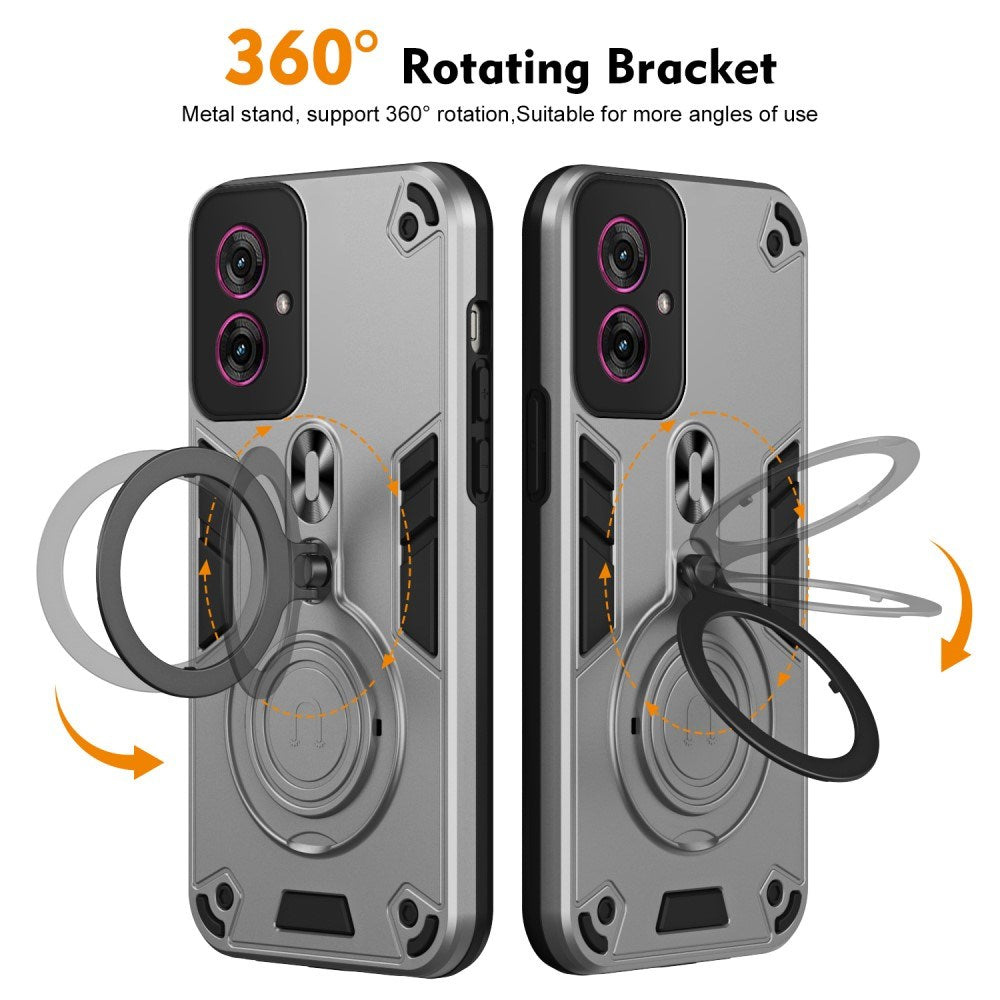EIDERWOOD Motorola Moto G55 Hybrid Håndværker Cover m. Roterende Kickstand - Sølv