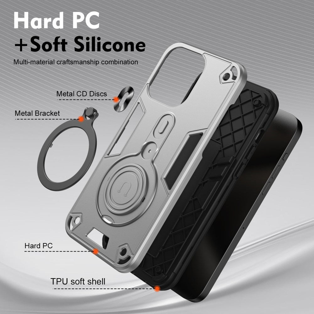 EIDERWOOD Motorola Moto G55 Hybrid Håndværker Cover m. Roterende Kickstand - Sølv