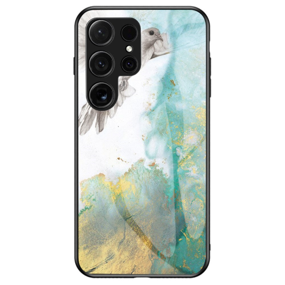EIDERWOOD Samsung Galaxy S25 Ultra Hybrid Marmor Cover m. Glas Bagside - Blå / Guld