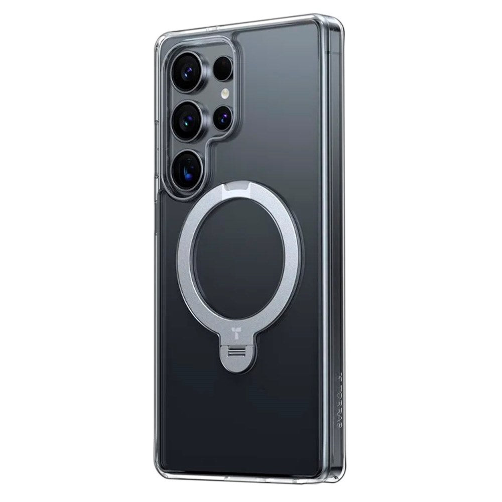 TORRAS Samsung Galaxy S25 Ultra Hybrid Cover m. Kickstand - MagSafe Kompatibel - Gennemsigtig