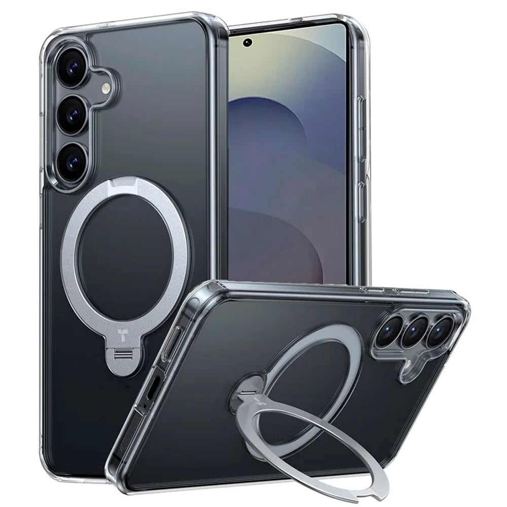 TORRAS Samsung Galaxy S25 Hybrid Cover m. Kickstand - MagSafe Kompatibel - Gennemsigtig