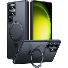 TORRAS Samsung Galaxy S25 Ultra Guardian Ostand Hybrid Cover m. Kickstand - MagSafe Kompatibel - Sort