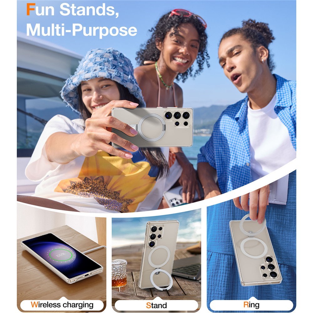 TORRAS Samsung Galaxy S25 Ultra Guardian Ostand Hybrid Cover m. Kickstand - MagSafe Kompatibel - Gennemsigtig