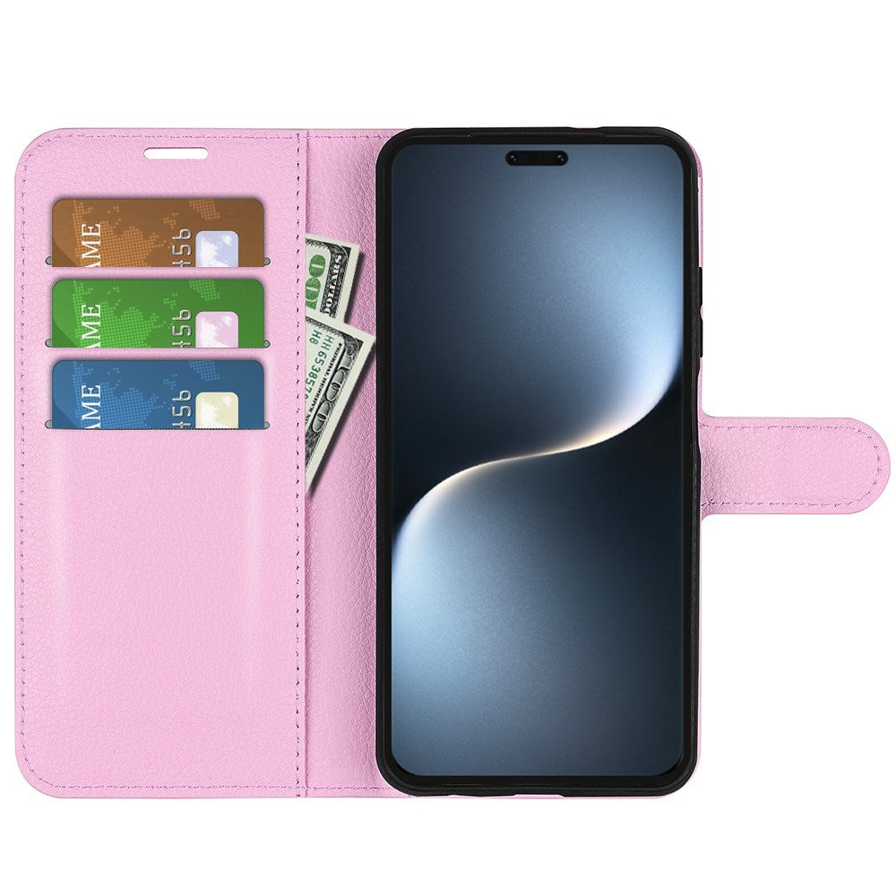 EIDERWOOD Honor Magic7 Pro Kunstlæder Flip Cover m. Kortholder & Ståfunktion - Lyserød