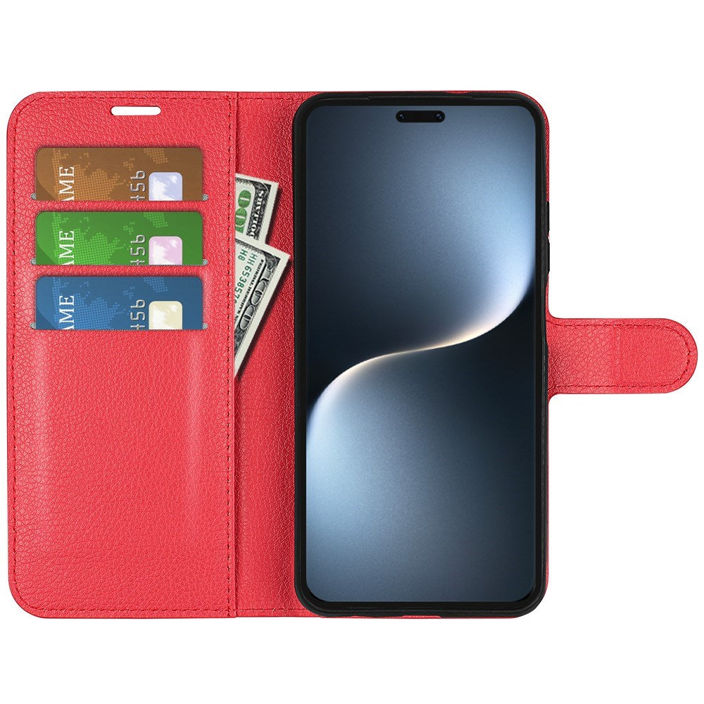 EIDERWOOD Honor Magic7 Pro Kunstlæder Flip Cover m. Kortholder & Ståfunktion - Rød