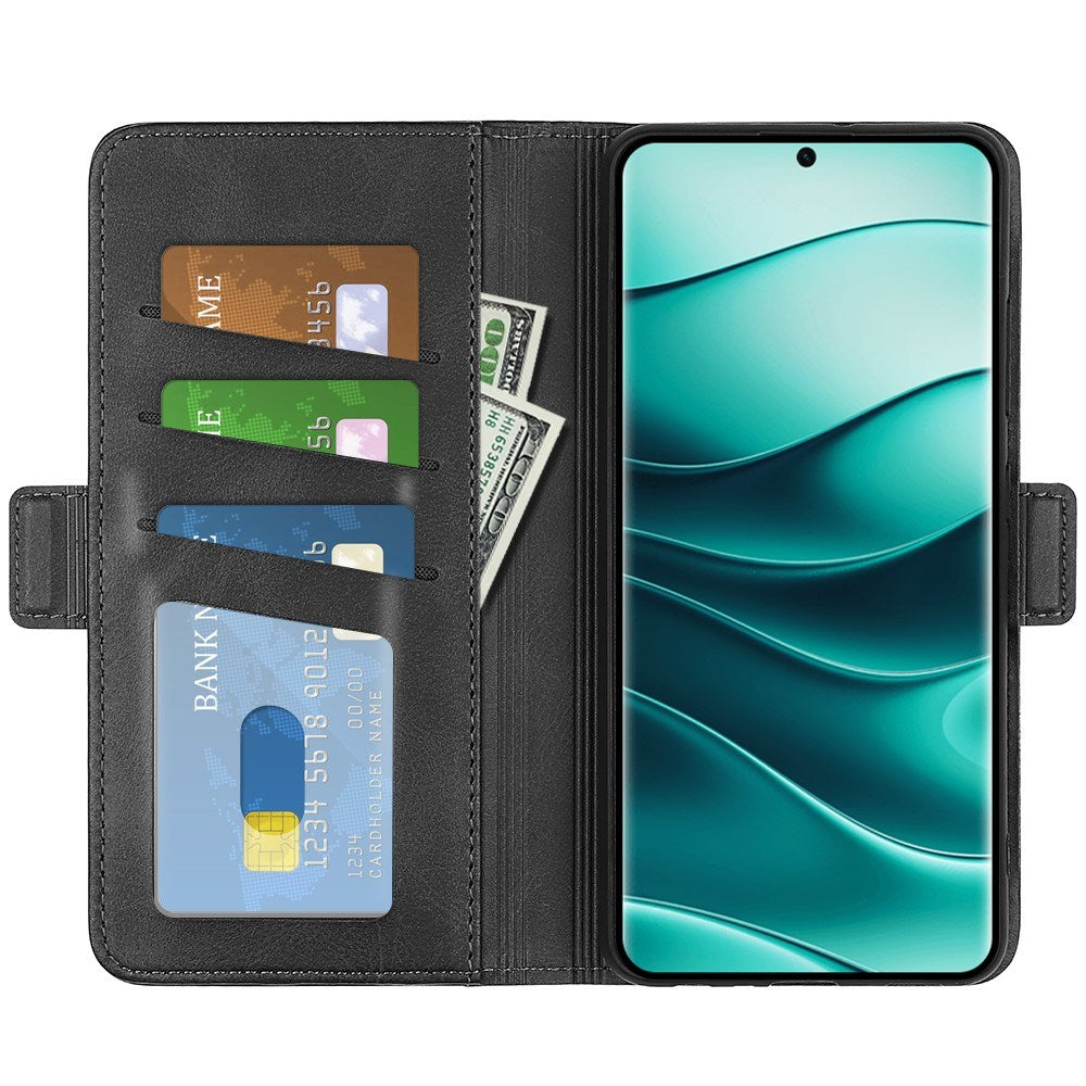 EIDERWOOD Xiaomi Redmi Note 14 Pro+ Kunstlæder Flip Cover m. Kortholder & Ståfunktion - Sort