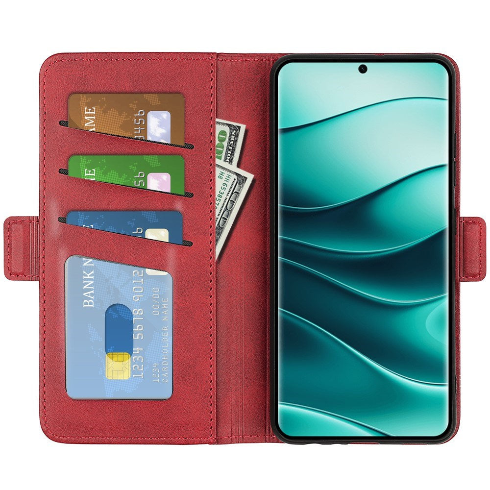 EIDERWOOD Xiaomi Redmi Note 14 Pro+ Kunstlæder Flip Cover m. Pung & Ståfunktion - Rød