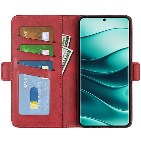 EIDERWOOD Xiaomi Redmi Note 14 Pro+ Kunstlæder Flip Cover m. Pung & Ståfunktion - Rød