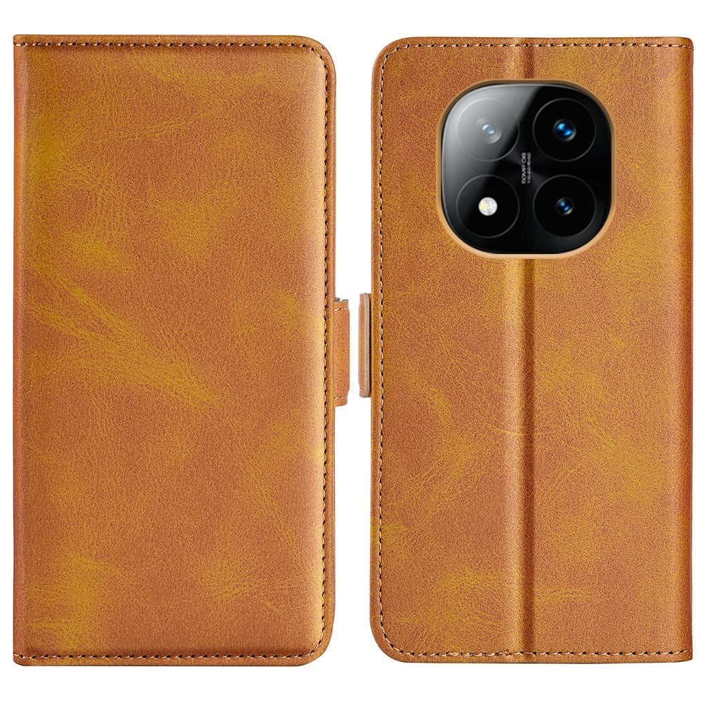 EIDERWOOD Xiaomi Redmi Note 14 Pro+ Kunstlæder Flip Cover m. Kortholder & Ståfunktion - Lysebrun