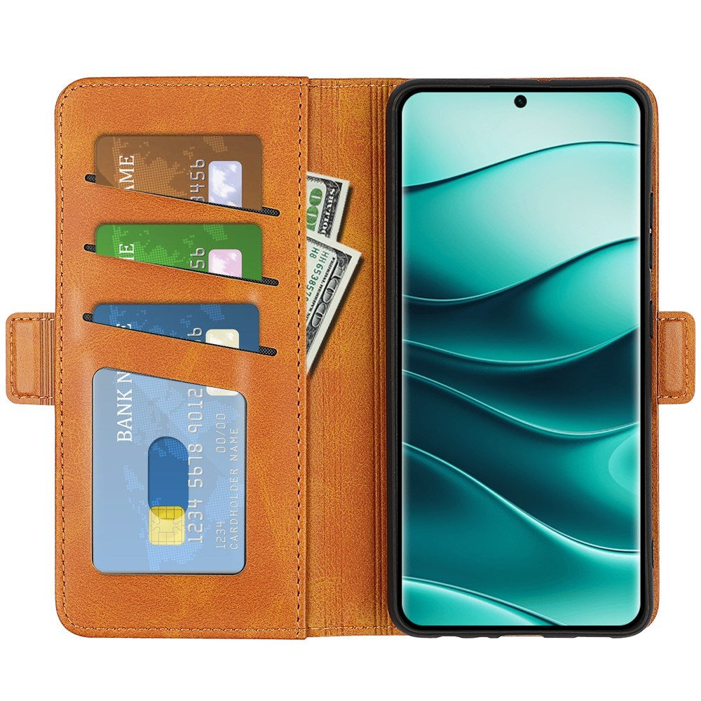 EIDERWOOD Xiaomi Redmi Note 14 Pro+ Kunstlæder Flip Cover m. Kortholder & Ståfunktion - Lysebrun