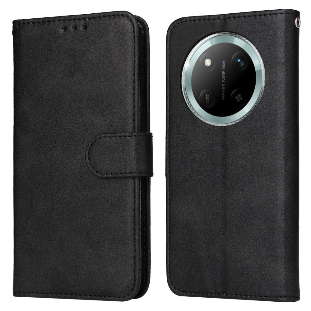 EIDERWOOD Honor Magic7 Lite Kunstlæder Flip Cover m. Strop - Sort