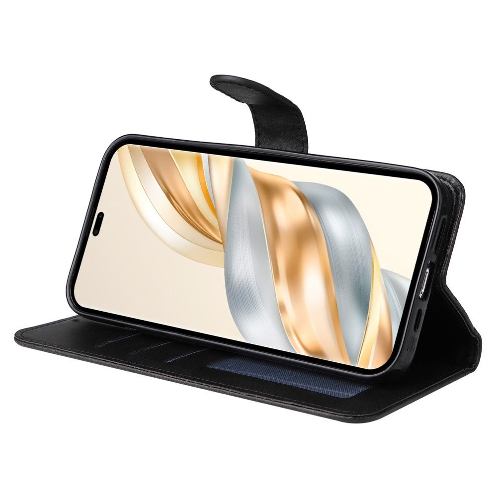 EIDERWOOD Honor Magic7 Lite Kunstlæder Flip Cover m. Strop - Sort