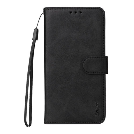 EIDERWOOD Samsung Galaxy A56 (5G) / A36 (5G) 2-i-1 Kunstlæder Flip Cover m. Skærmbeskyttelsesglas - Sort