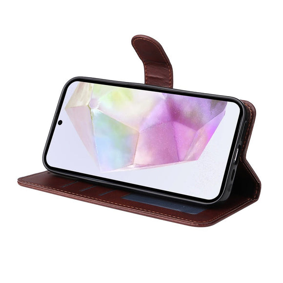 EIDERWOOD Samsung Galaxy A56 (5G) / A36 (5G) 2-i-1 Kunstlæder Flip Cover m. Skærmbeskyttelsesglas - Brun