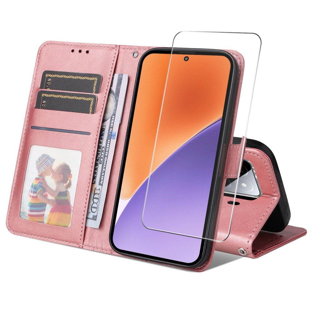EIDERWOOD Xiaomi 15 Kunstlæder Flip Cover m. Strop & Skærmbeskyttelse - Lyserød