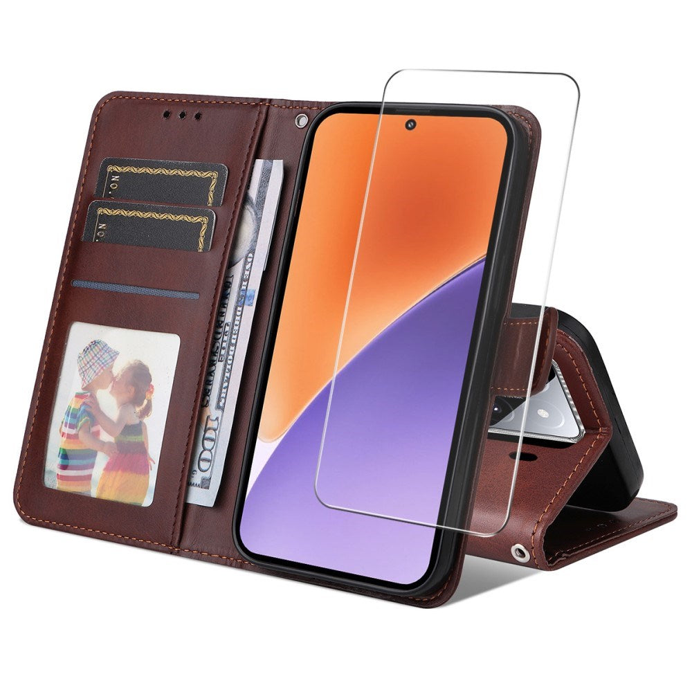 EIDERWOOD Xiaomi 15 Kunstlæder Flip Cover m. Strop & Skærmbeskyttelse - Brun