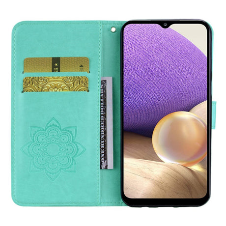 EIDERWOOD Samsung Galaxy S25 Kunstlæder Flip Cover m. Uglemotiv - Turkis