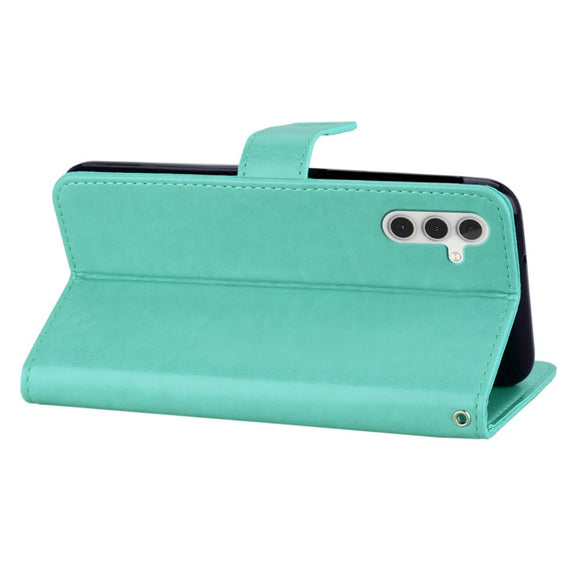 EIDERWOOD Samsung Galaxy S25 Kunstlæder Flip Cover m. Uglemotiv - Turkis